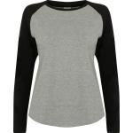 Graue Melierte Langärmelige SF Baseball-Shirts aus Baumwolle maschinenwaschbar für Damen Größe XS 