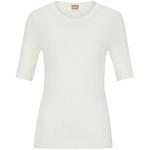 Weiße 3/4-ärmelige HUGO BOSS BOSS U-Ausschnitt T-Shirts aus Elastan für Damen Größe S 