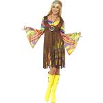 Bunte Hippie Smiffys Meme / Theme Halloween Hippie Kostüme Blumen aus Polyester für Damen Größe L 