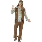Bunte Hippie Smiffys Meme / Theme Halloween Hippie Kostüme aus Polyester für Herren Größe XL 