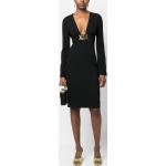 Reduzierte Schwarze MOSCHINO Knielange V-Ausschnitt Abendkleider & festliche Kleider aus Viskose für Damen Größe XL 