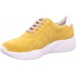 Gelbe Solidus Keil-Sneaker Schnürung aus Gummi für Damen mit Absatzhöhe 3cm bis 5cm 