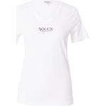 Weiße Kurzärmelige Soccx V-Ausschnitt V-Shirts aus Jersey für Damen Größe XS Große Größen 