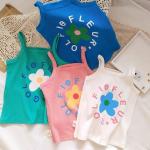 Dunkelblaue Kindertanktops Gänseblümchen aus Baumwolle Handwäsche für Mädchen 