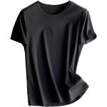 Schwarze V-Ausschnitt V-Shirts aus Baumwolle für Damen Größe XXL 