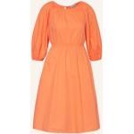 Reduzierte Neonorange Langärmelige Taillierte Kleider Orangen aus Baumwolle für Damen Größe XS 