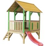 Braune AXI Nachhaltige Spielhäuser aus Holz mit Rutsche 