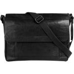 Schwarze Business Spikes & Sparrow Messenger Bags aus Leder mit Laptopfach für Damen 