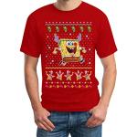 Rote Spongebob SpongeBob Schwammkopf T-Shirts aus Baumwolle maschinenwaschbar für Herren Größe 3 XL Große Größen zu Weihnachten 
