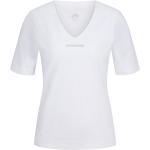 Weiße Sportalm Kitzbühel V-Ausschnitt V-Shirts mit Strass aus Elastan für Damen Größe S Große Größen 
