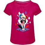 Spreadshirt Super Hero Girls Harley Quinn Mädchen T-Shirt mit Raffungen, 6 Jahre, Fuchsia