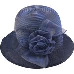 Marineblaue Blumen Vintage Sommerhüte mit Perlen aus Spitze für Damen Einheitsgröße 