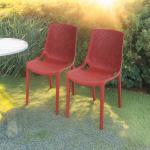 Reduzierte Rote Gartenstühle aus Kunststoff stapelbar 2 Teile 