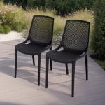 Reduzierte Schwarze Gartenstühle aus Kunststoff stapelbar 2 Teile 