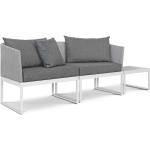 Silberne Lounge Gartenmöbel aus Aluminium wetterfest 3 Teile 