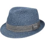 Blaue Melierte Elegante Stetson Trilby Sommerhüte aus Stroh für Damen Größe XXL 