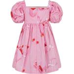 Pinke Gestreifte Lapin House eckigem Ausschnitt Kinderkleider aus Baumwolle 