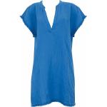 Reduzierte Blaue Kurzärmelige SUNFLAIR V-Ausschnitt Strandkleider aus Baumwolle für Damen Größe M 