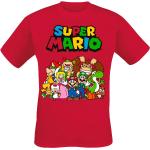 Rote Melierte Super Mario Mario Rundhals-Auschnitt T-Shirts aus Baumwolle für Herren Größe S 