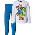 Weiße Langärmelige Super Mario Mario Kinderpyjamas & Kinderschlafanzüge aus Baumwolle für Jungen Größe 104 