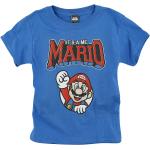Blaue Super Mario Mario Rundhals-Auschnitt Kinder-T-Shirts aus Baumwolle für Babys Größe 128 