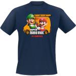 Blaue Super Mario Mario Rundhals-Auschnitt T-Shirts aus Baumwolle für Herren Größe XL 