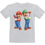 Graue Super Mario Mario Rundhals-Auschnitt Kinder-T-Shirts aus Baumwolle für Babys Größe 104 