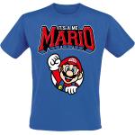 Blaue Super Mario Mario Rundhals-Auschnitt T-Shirts aus Baumwolle für Herren Größe L 