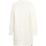 Weiße Langärmelige Superdry Stehkragen Winterkleider aus Wolle für Damen Größe S 
