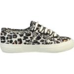 Hellbeige Animal-Print SUPERGA Flache Sneaker Leoparden Schnürung für Damen 