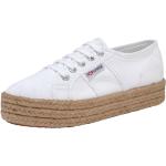 Weiße SUPERGA Plateau Sneaker Schnürung aus Textil atmungsaktiv für Damen Größe 40 