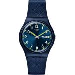 Blaue 3 Bar wasserdichte Wasserdichte Swatch Quarz Armbanduhren mit Analog-Zifferblatt 