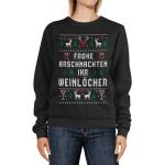 Schwarze Streetwear Rundhals-Auschnitt Weihnachtspullover & Christmas Sweater für Damen Größe L 