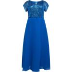 Cobaltblaue Maxi V-Ausschnitt Abendkleider & festliche Kleider mit Glitzer für Damen 