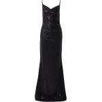 Schwarze Ärmellose Swing Wasserfall-Ausschnitt Rückenfreie Abendkleider mit Glitzer für Damen Größe XS 