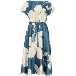 Blaue Wadenlange | Midi Rundhals-Auschnitt Frühlingskleider aus Polyester für Damen Größe S 