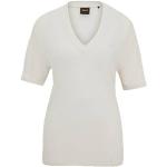 Weiße HUGO BOSS BOSS V-Ausschnitt V-Shirts aus Elastan für Damen Größe L 