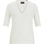 Weiße HUGO BOSS BOSS V-Ausschnitt V-Shirts aus Seide für Damen Größe S 