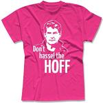 T-Shirt Hasselhoff Don't Hassel The Hoff David Baywatch 13 Farben Herren XS-5XL Looking for Freedom Kitt K.i.t.t. Knight Rider, Größe:XL, Farbe:pink - Logo Weiss