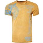 T-Shirt Herren Kurzarm Rundhals Tshirt Printed Shirt Regular Fit Verwaschen Plakativer Druck 232, Farbe:Camel, Größe S-3XL:M