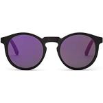 TAKE A SHOT Holz-Sonnenbrille Damen Schwarz Violett verspiegelt Schmal Runde Gläser, polarisiert UV400 - Schwarze Sonnenbrille Holz NEPOMUK