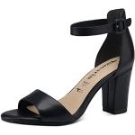 Reduzierte Schwarze Tamaris Runde Pfennigabsatz High-Heel Sandaletten aus Textil für Damen Größe 41 mit Absatzhöhe 7cm bis 9cm 