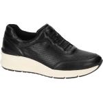Schwarze Tamaris Flache Sneaker aus Glattleder mit herausnehmbarem Fußbett für Damen Größe 41 