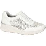 Weiße Tamaris Flache Sneaker aus Glattleder mit herausnehmbarem Fußbett für Damen Größe 42 