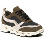 Olivgrüne Tamaris Plateau Sneaker Schnürung aus Leder mit herausnehmbarem Fußbett für Kinder Größe 36 mit Absatzhöhe 3cm bis 5cm 