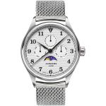 Silberne Junkers Armbanduhren aus Metall mit Mondphasenanzeige mit Saphirglas-Uhrenglas mit Metallarmband 