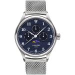 Blaue Junkers Armbanduhren mit Mondphasenanzeige mit Saphirglas-Uhrenglas mit Metallarmband 