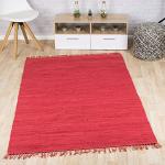 Rote Flickenteppiche & Fleckerlteppiche aus Baumwolle 