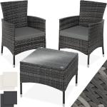 Graue tectake Lounge Sessel aus Polyrattan mit Armlehne 