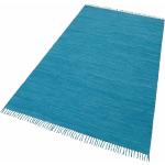 Reduzierte Blaue Theko Handwebteppiche aus Baumwolle 